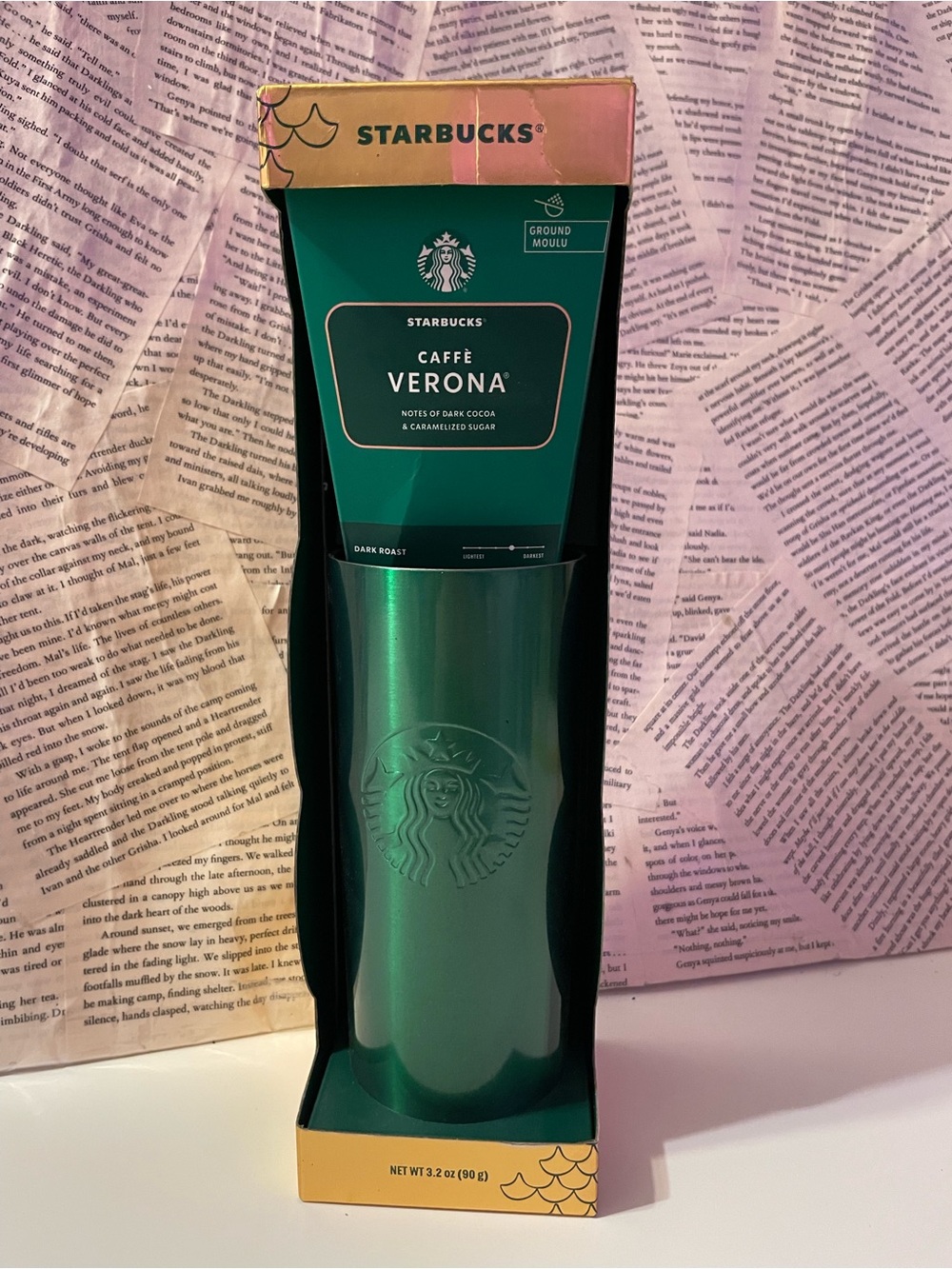 Starbucks Metallic Green Tumbler Gift Set with Caffè Verona Blend